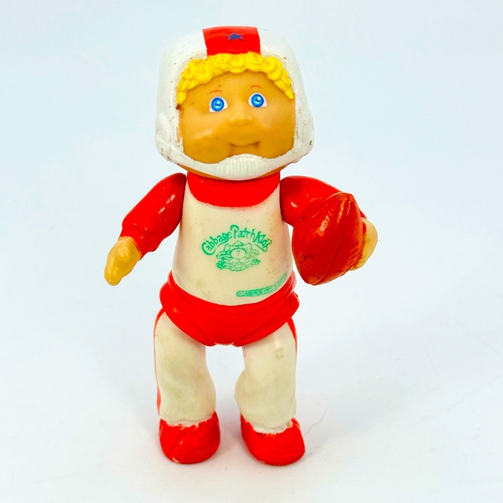 Vintage Cabbage Patch Kids Poseable Mini Figure Boy Red Rugby Football Outfit